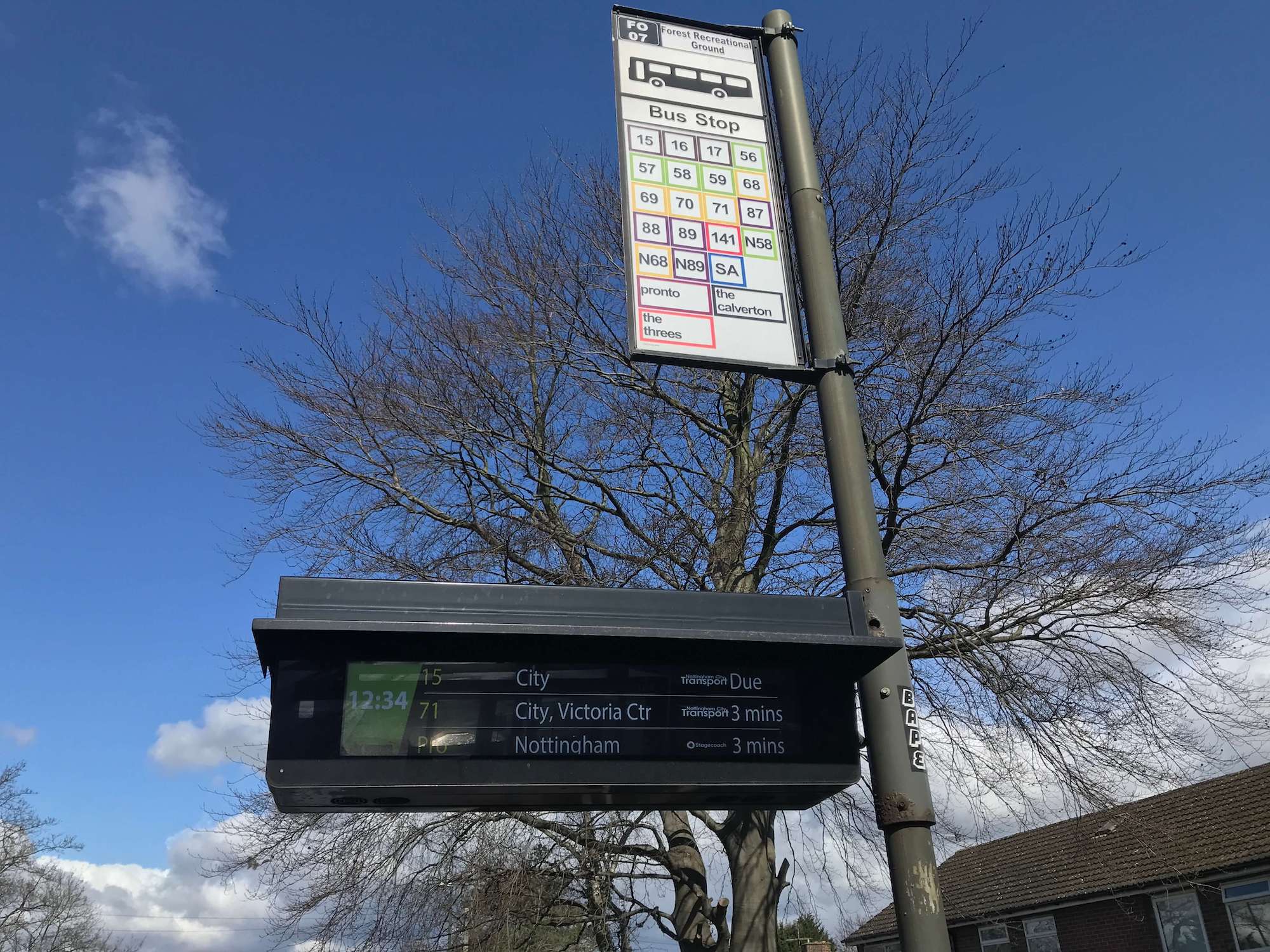 Live display board at my local bus stop (shows other operators too)