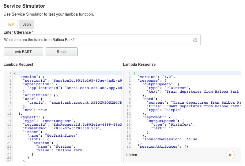 Alexa example train times from Balboa Park.