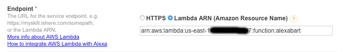 Alexa endpoint configuration.