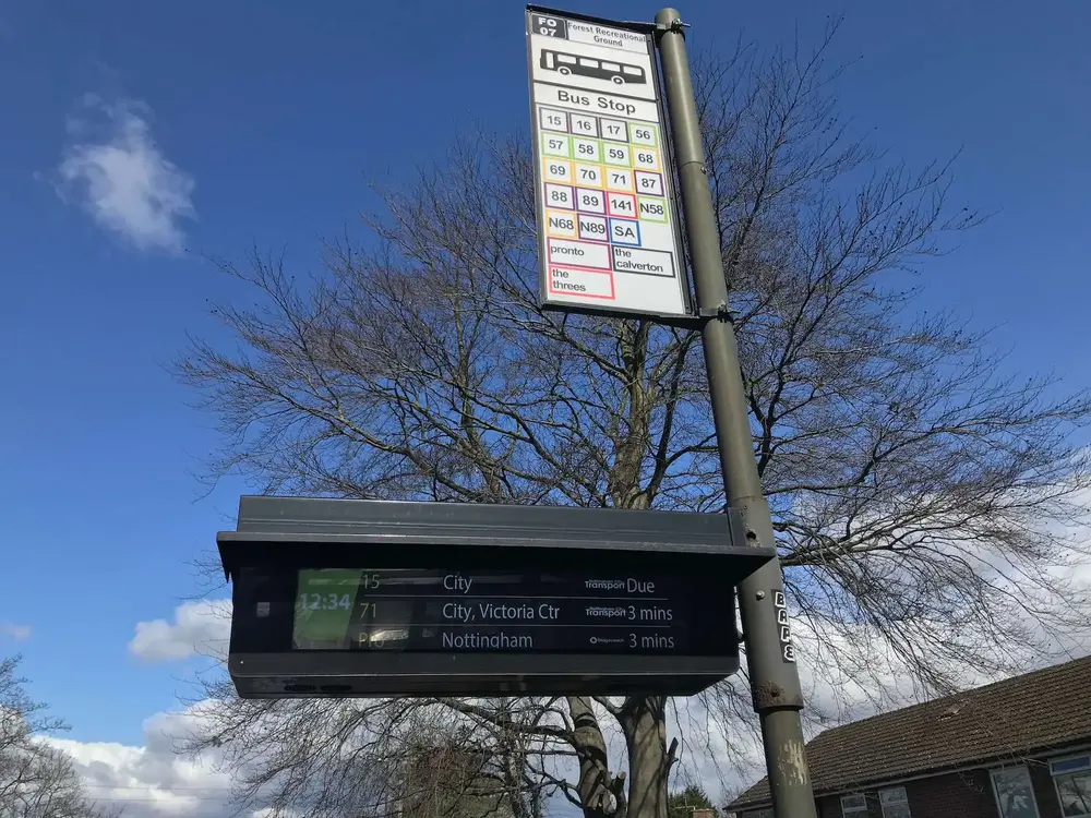Live display board at my local bus stop (shows other operators too)