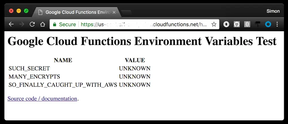 No environment variables set yet...