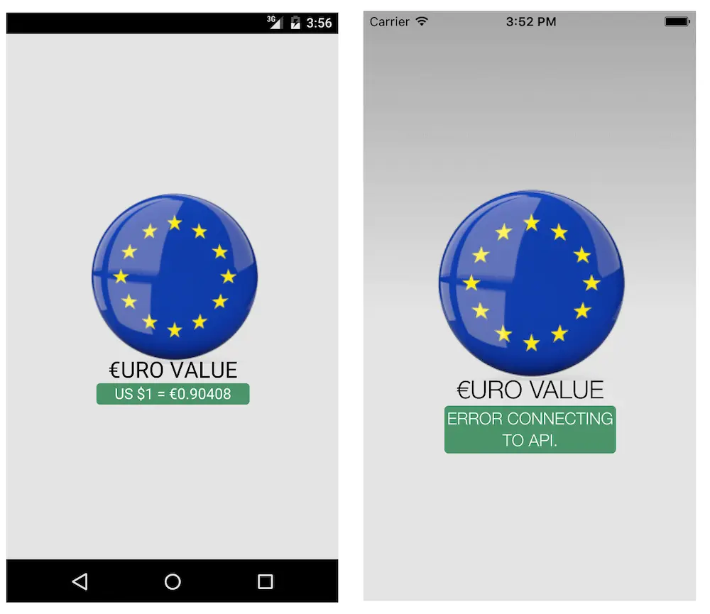 App running on Android.