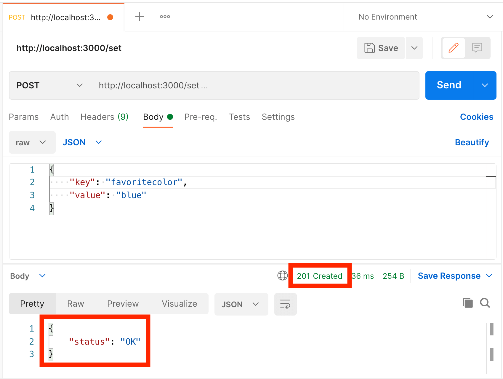 Results of set operation with Postman