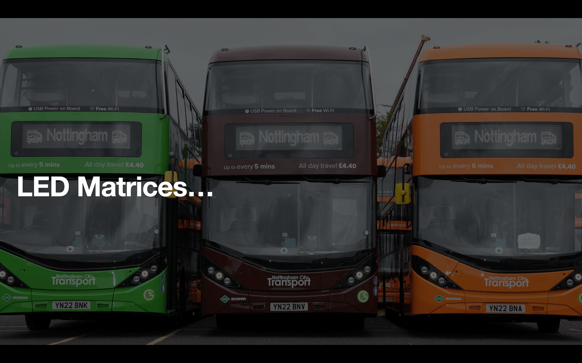 Buses with LED matrix destination displays