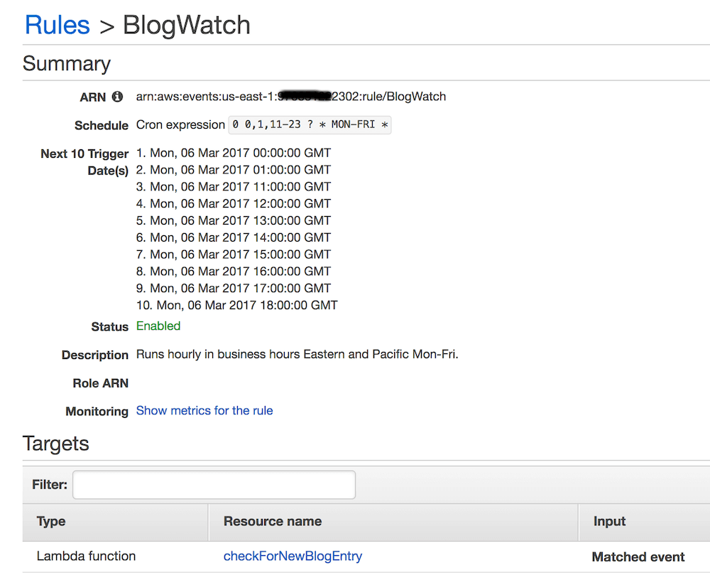 Configuring CloudWatch Events