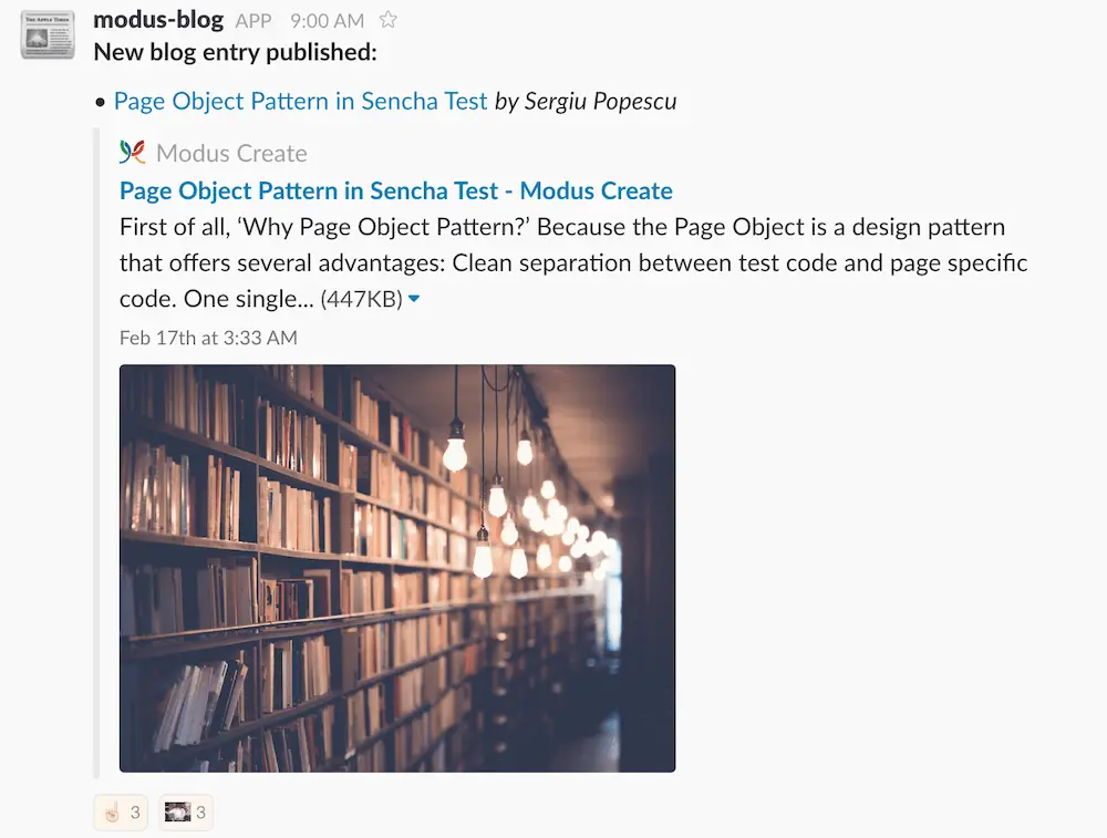 A new blog post announced in Slack