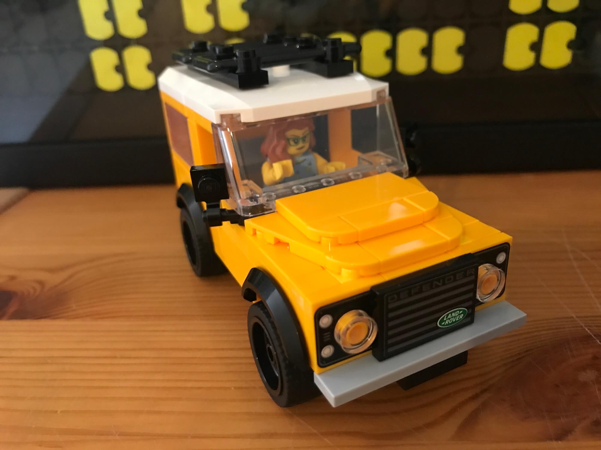 Front view of Lego Land Rover Defender.