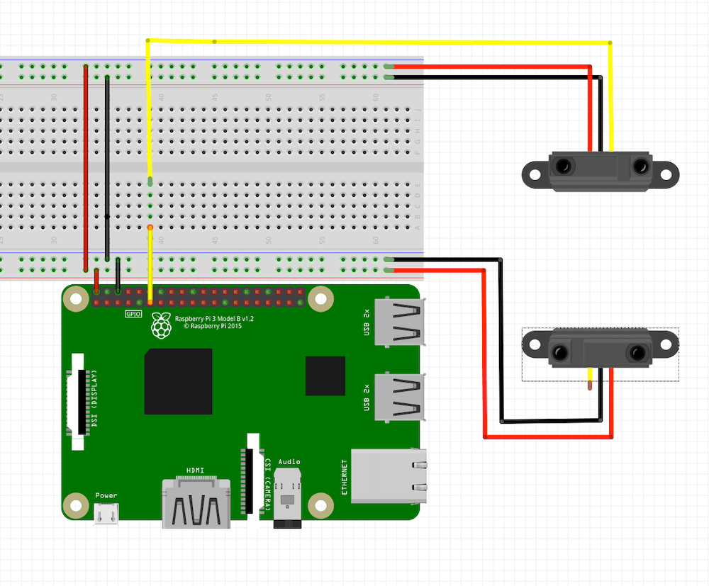 Wiring diagram for the break beam sensor.