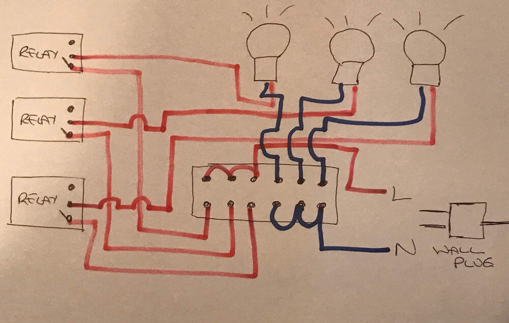 Hand drawn wiring diagram.