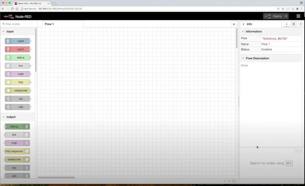 Node RED blank flow