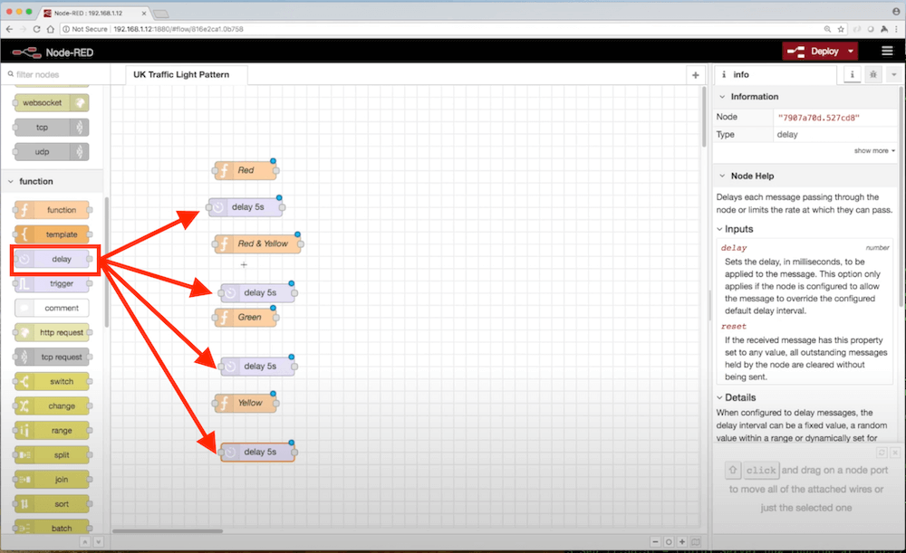 Adding delay nodes.