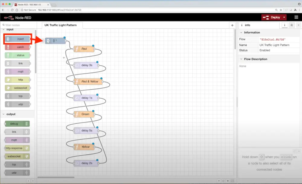 Adding an inject node.