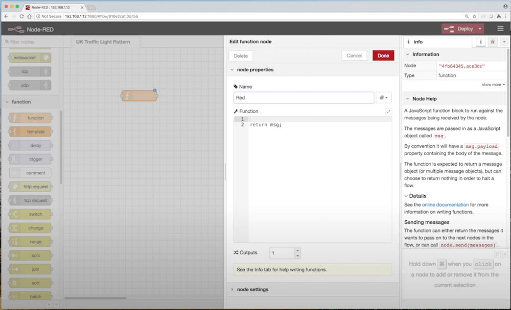 Naming a function node.