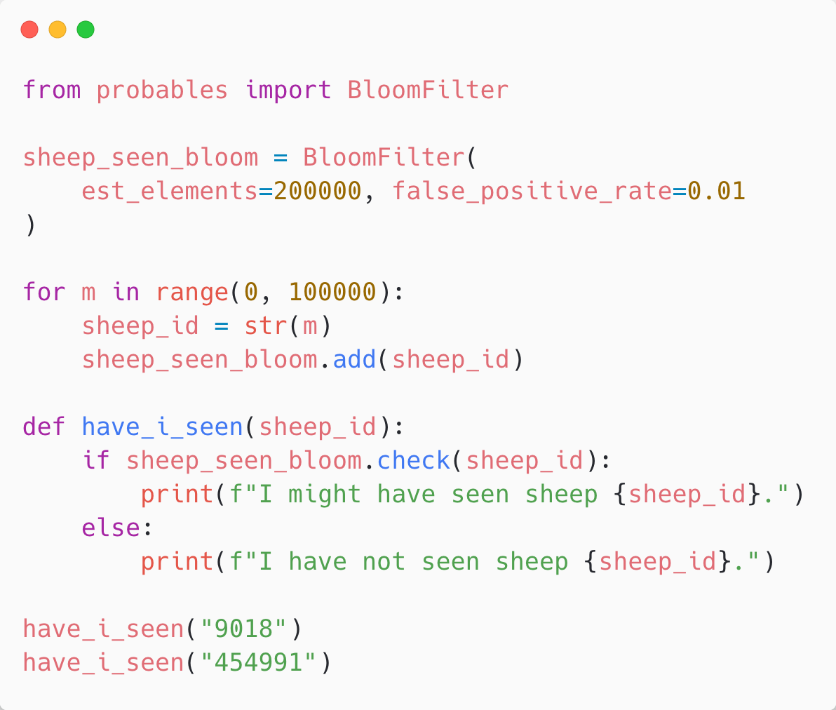 Bloom Filter with Pyprobables