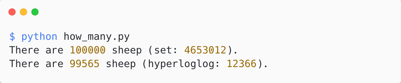 Comparing Redis set and Hyperloglog counts