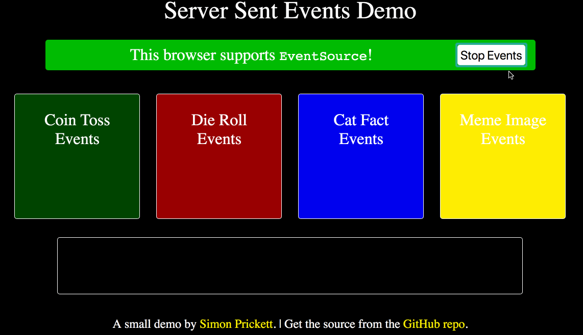 Server Sent Events Demo Running.